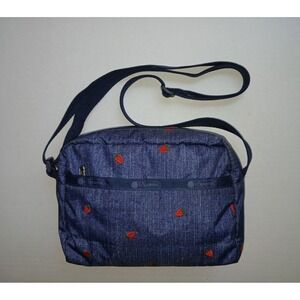 LeSportsac HTF Strawberry Embroidered Shoulder Bag‎ Purse Clean